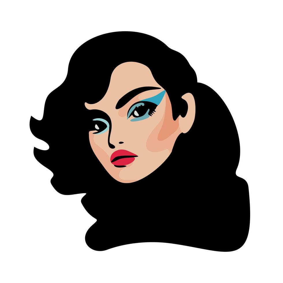 Minimalist portrait of young woman in pop-art style. isolated illustration vector