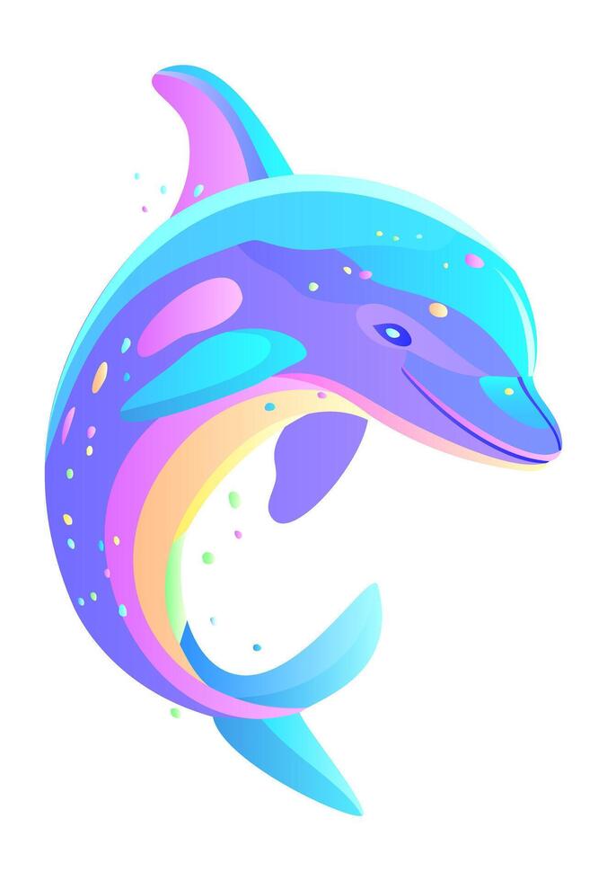Cute colorful dolphin. isolated illustration vector