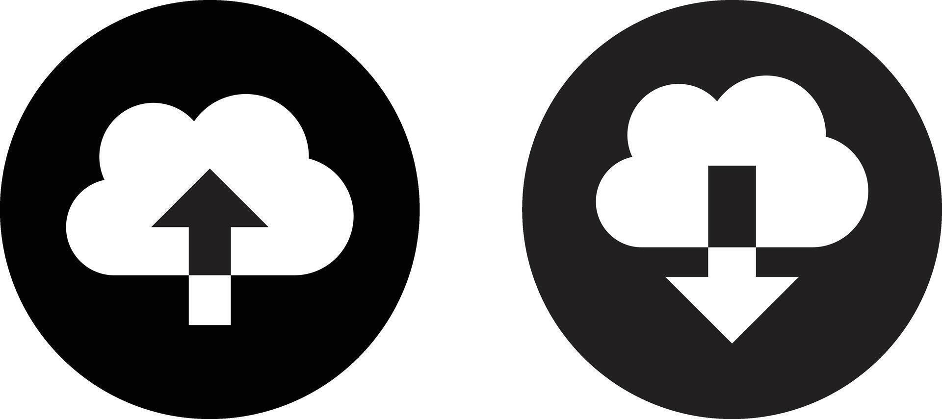 Upload and download cloud icon set . Cloud download and upload icons . illustration vector