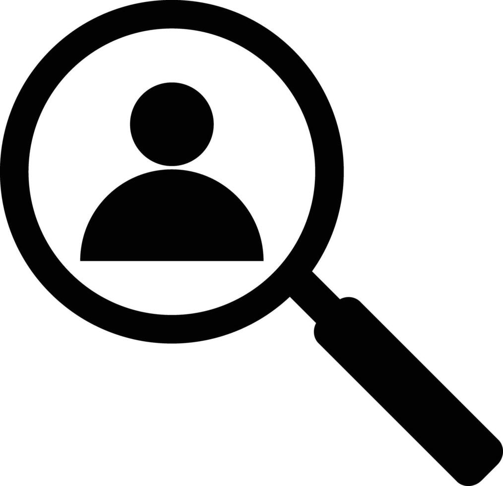 People search icon . Magnifying glass looking for people icon . Search icon for employees and job . illustration vector