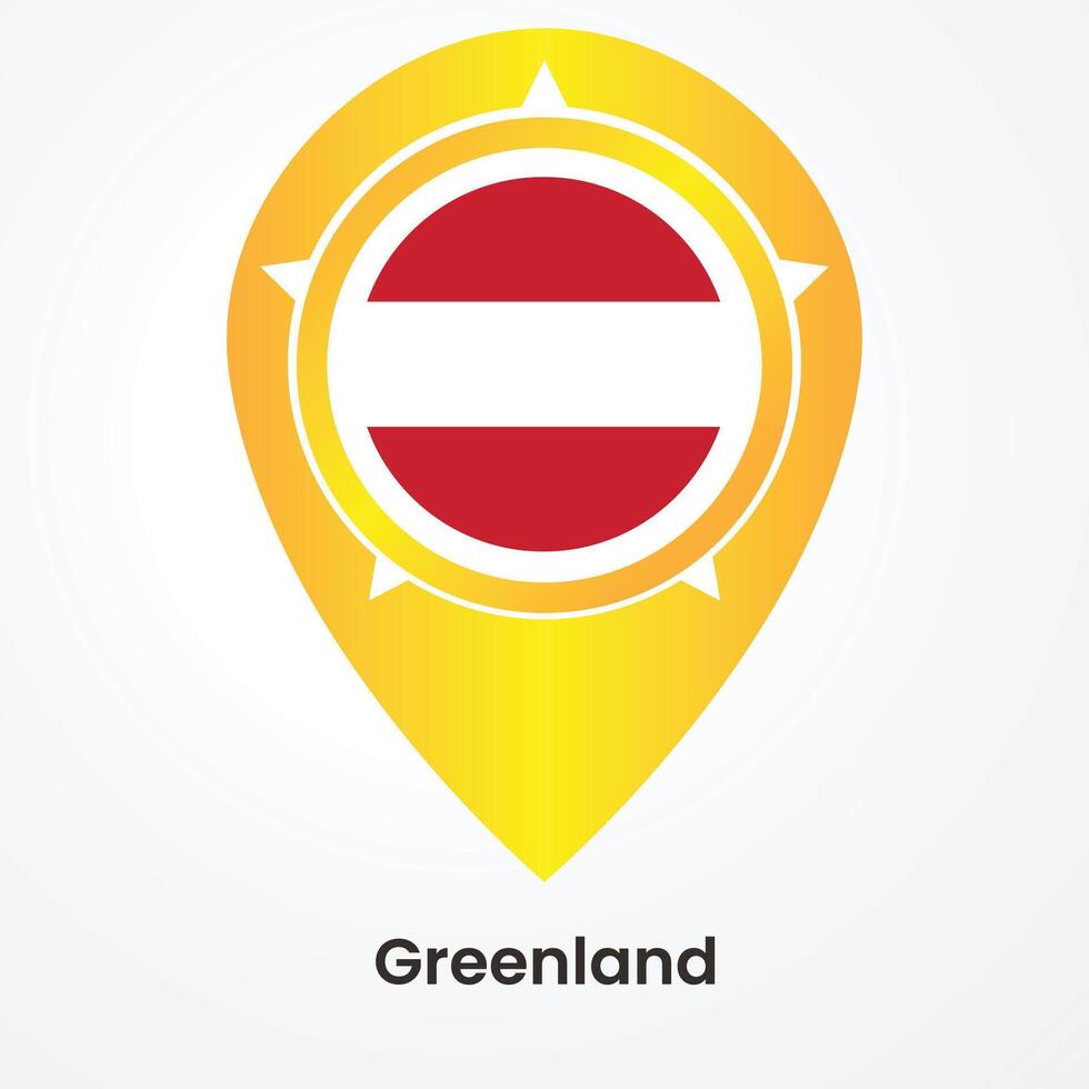 Map pointer with flag of Greenland. vector
