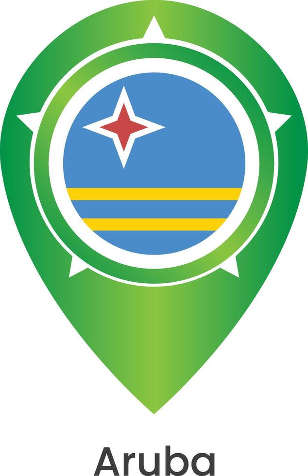 Map pointer with country Aruba. Aruba flag. illustration vector