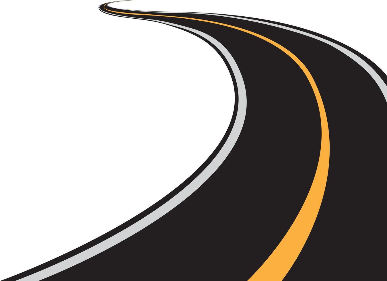 An asphalt winding highway road for long distance on white background vector