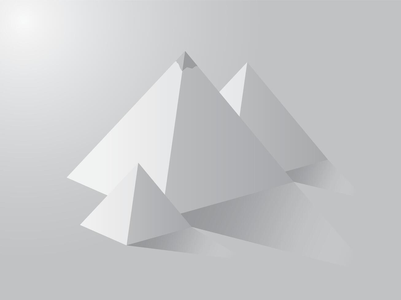 A group of white pyramids casting shadow on white background vector