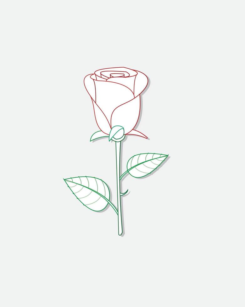 A cool and simple paper rose with shading in white background vector