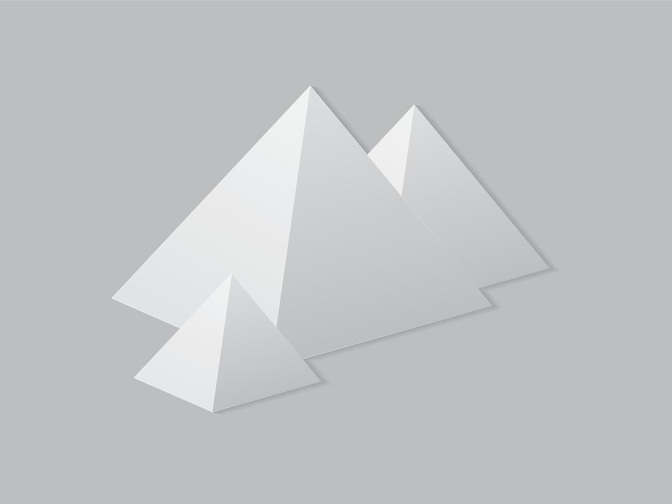 Group of white pyramids on paper page for illustration vector