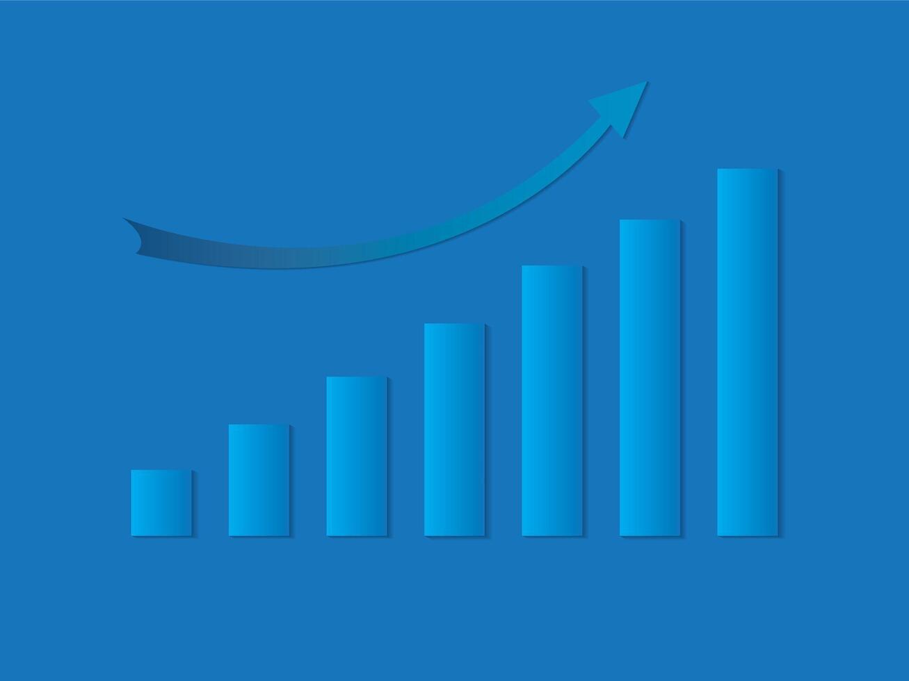 Growth of profit in business by blue bars on blue background vector