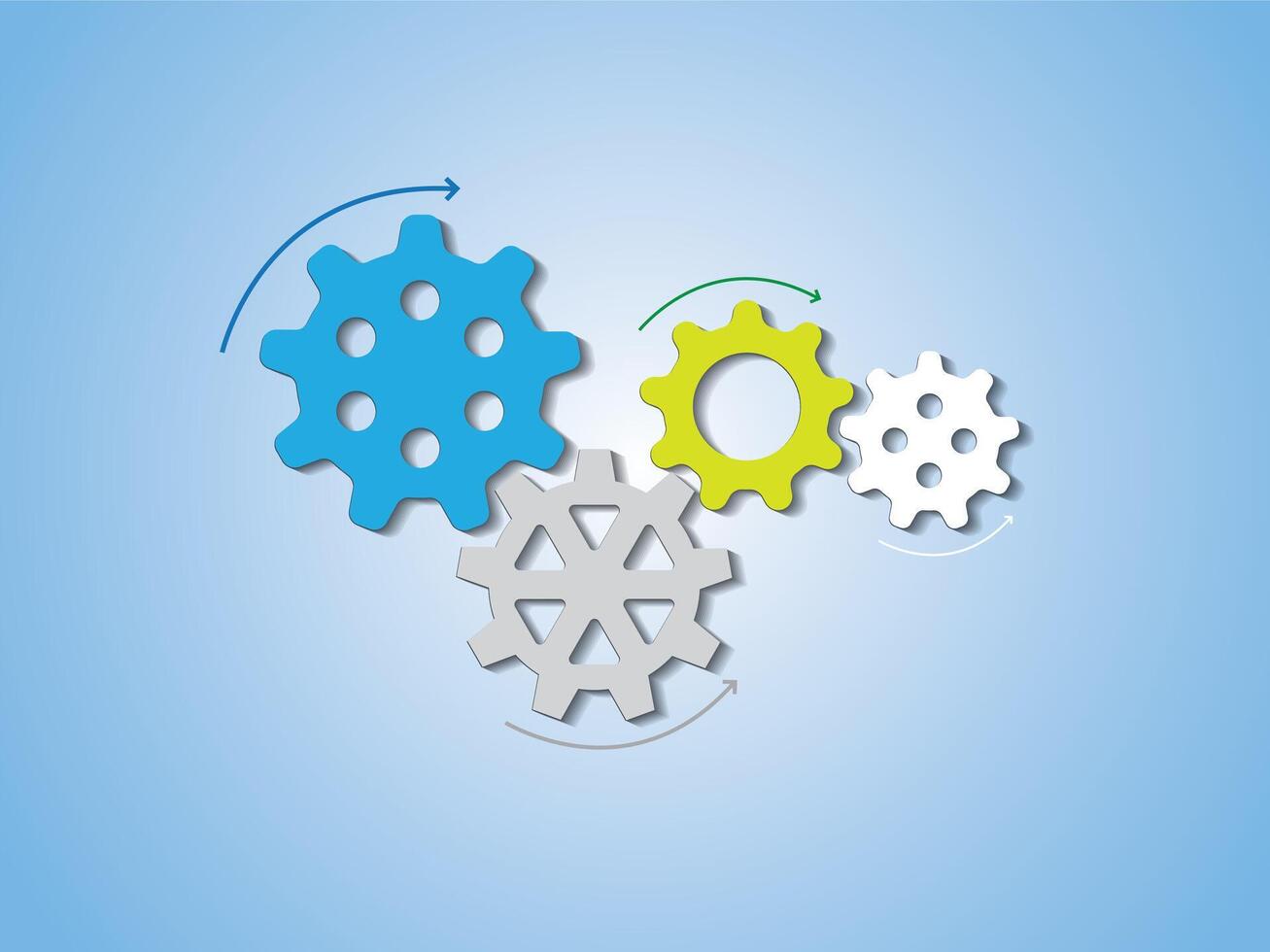 A set of colorful gears of machine in industrial revolution vector