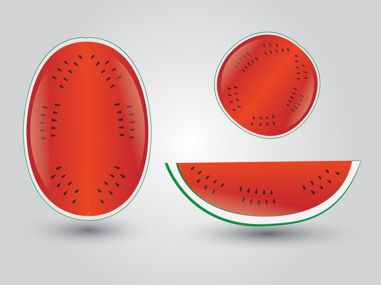 Different types of sliced watermelon on white background vector