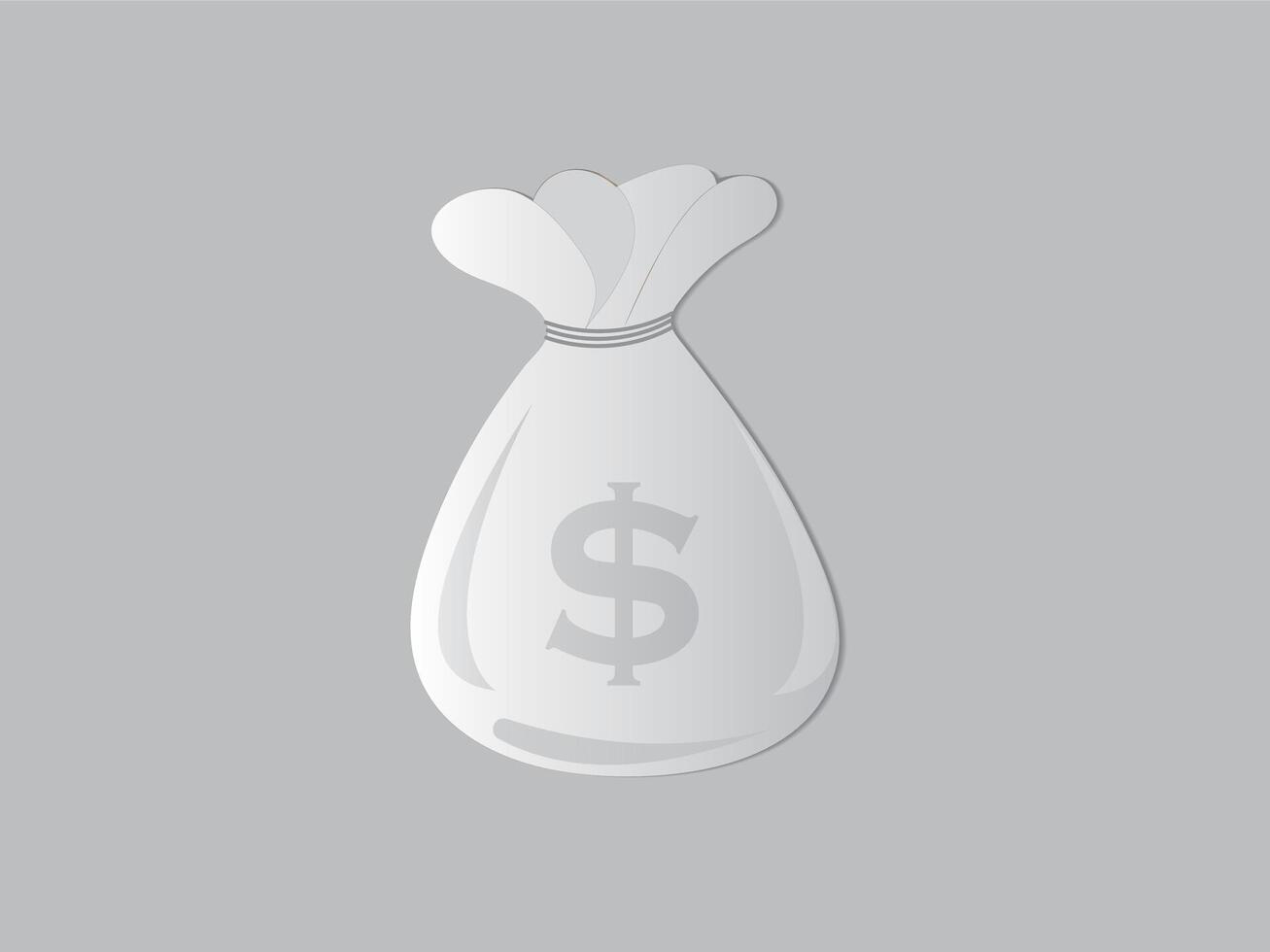 A bag of money in dollars on paper page vector