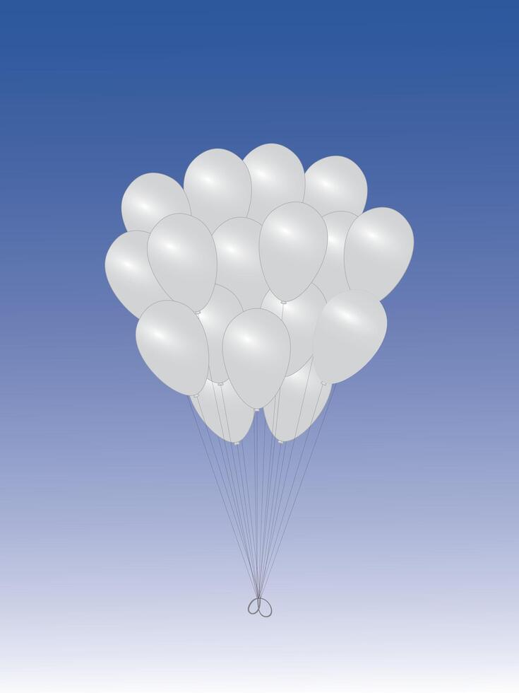A bunch of white air balloons on blue background vector