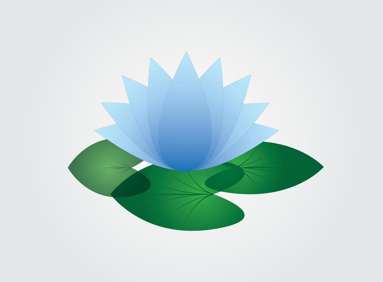 An isolated cool and simple blue lotus flower with leaf in white background vector