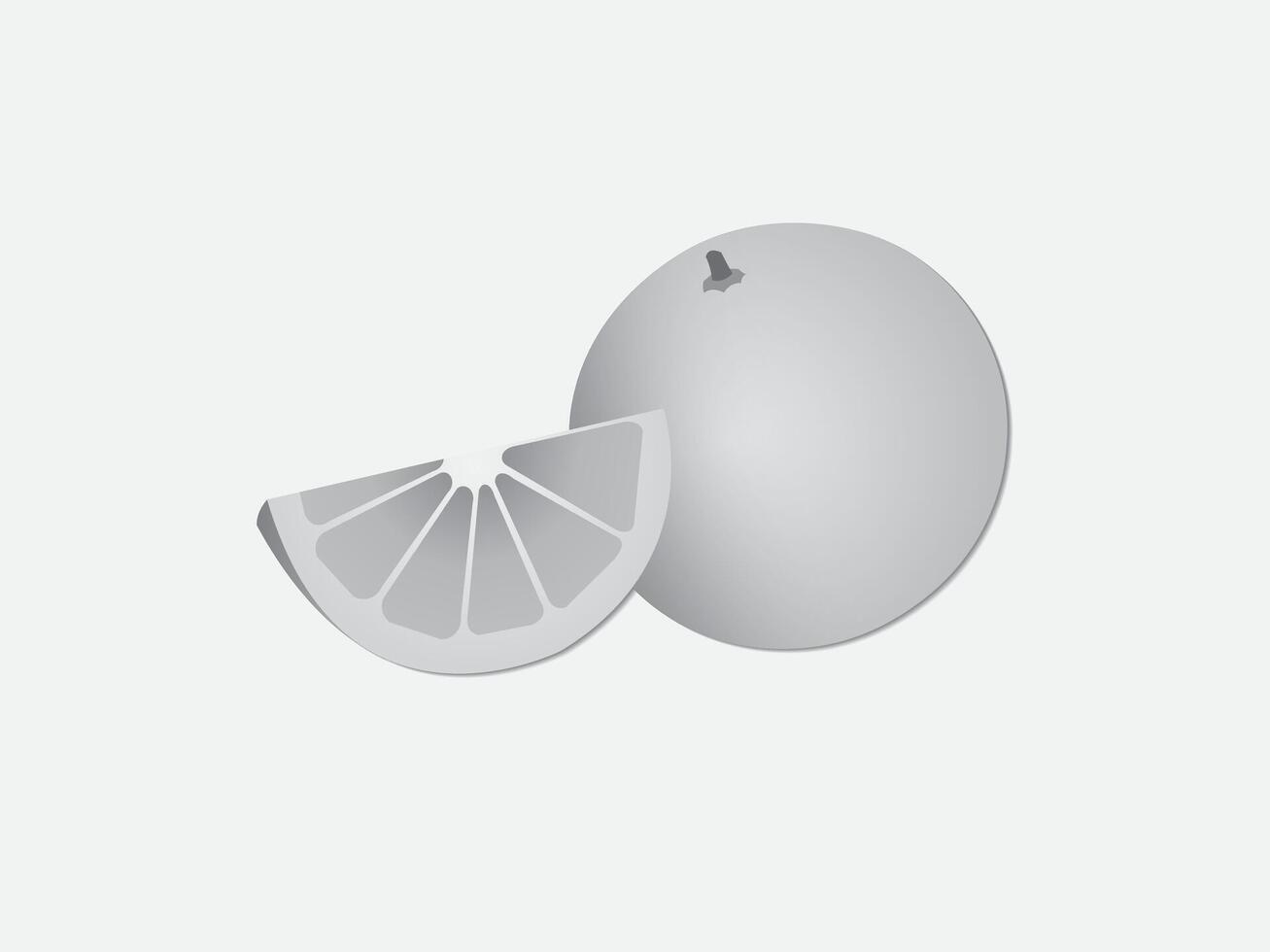 An sliced black and white orange on white paper illustration vector
