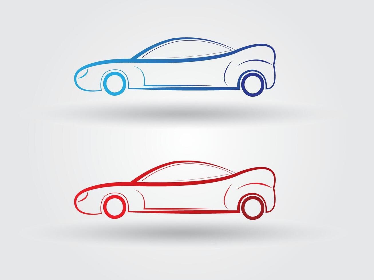 A blue sports car for logo and icon with shadow illustration vector