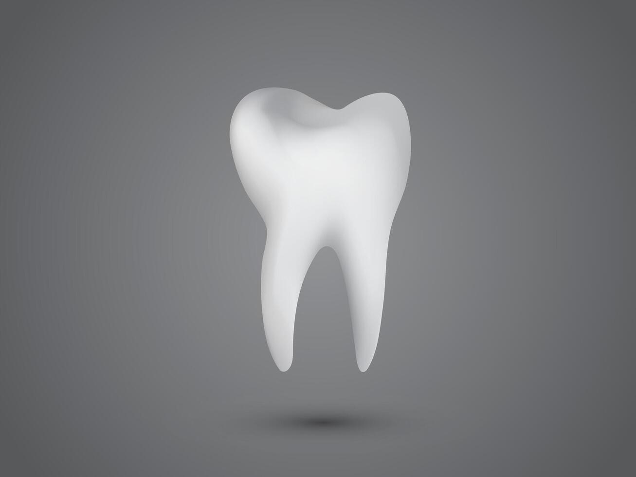 A healthy cool white human tooth on dark gray background for dental clinics illustration vector