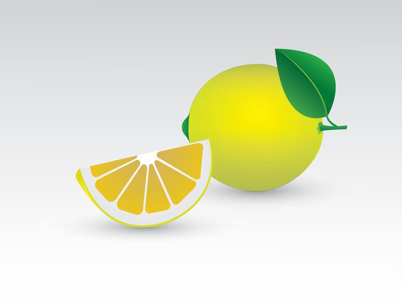 A sliced and round yellow citrus or lemon with leaf illustration vector