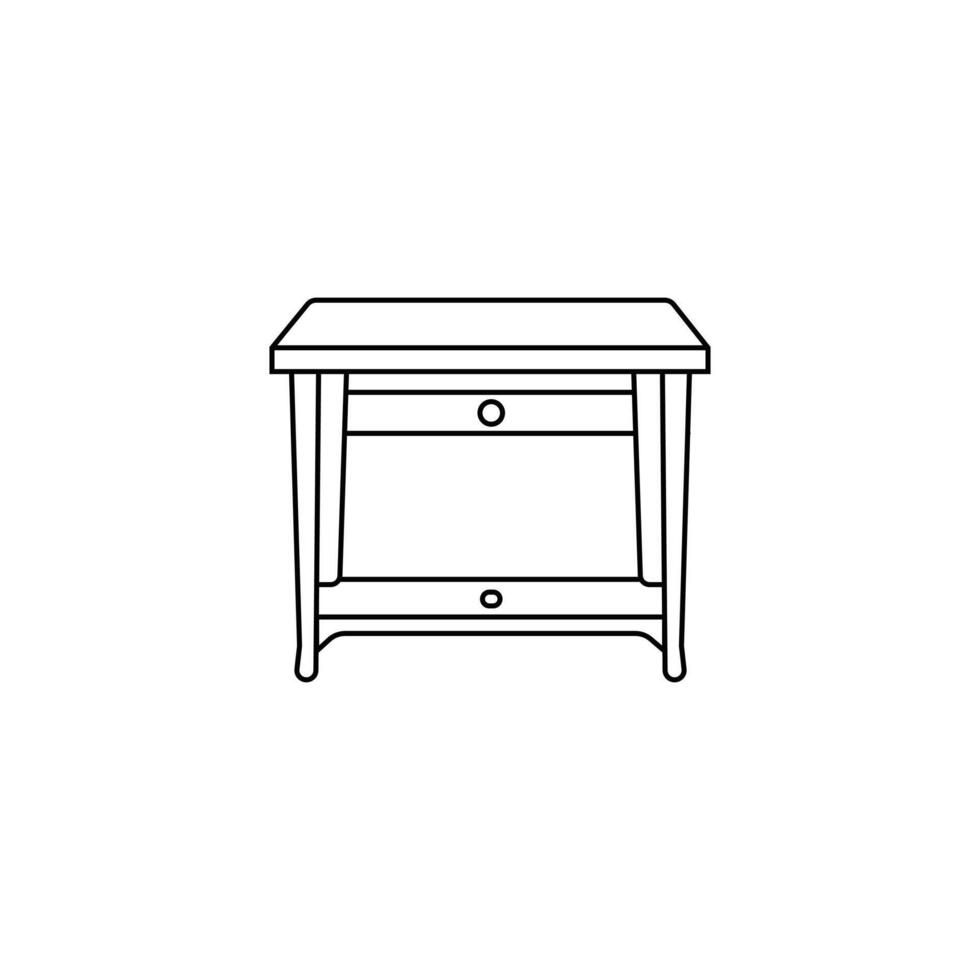 Table line art on a white background vector