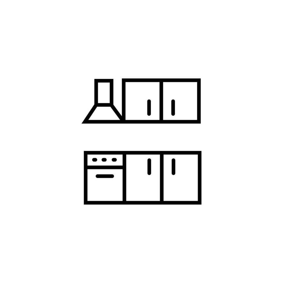 Furniture and home interior elements - thin line web icon set. vector