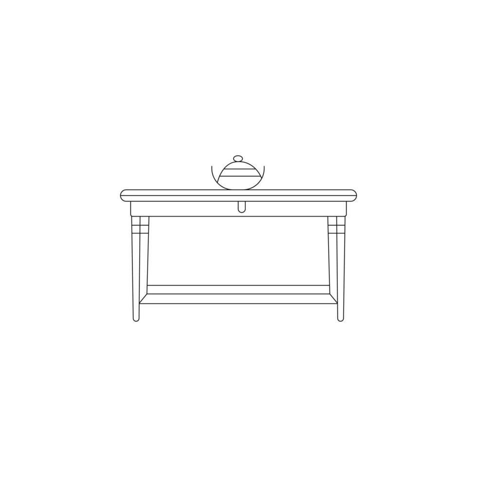 Table line art on a white background vector
