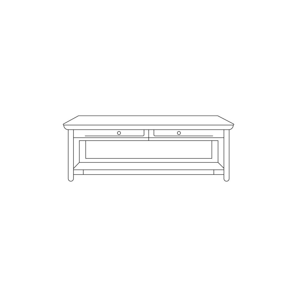 Table line art on a white background vector