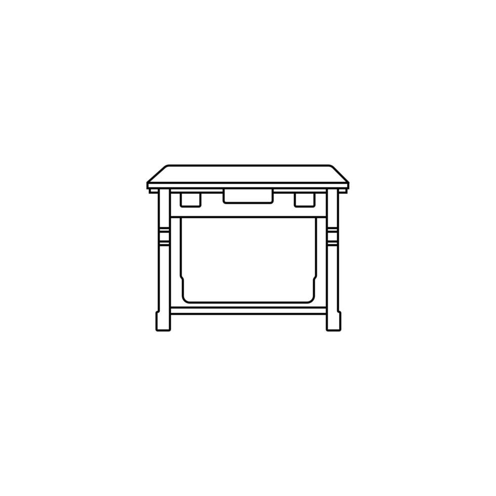 Table line art on a white background vector