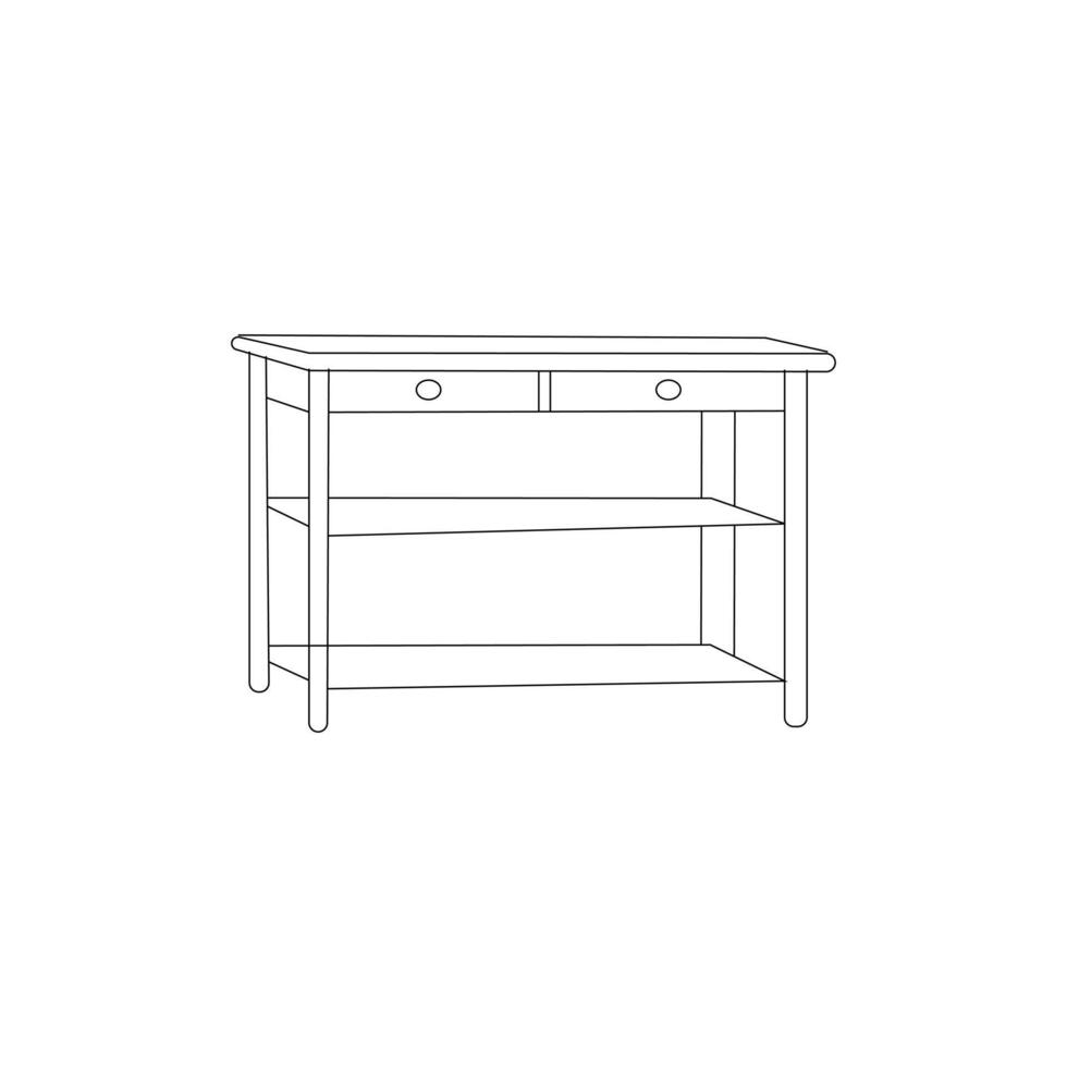 Table line art on a white background vector