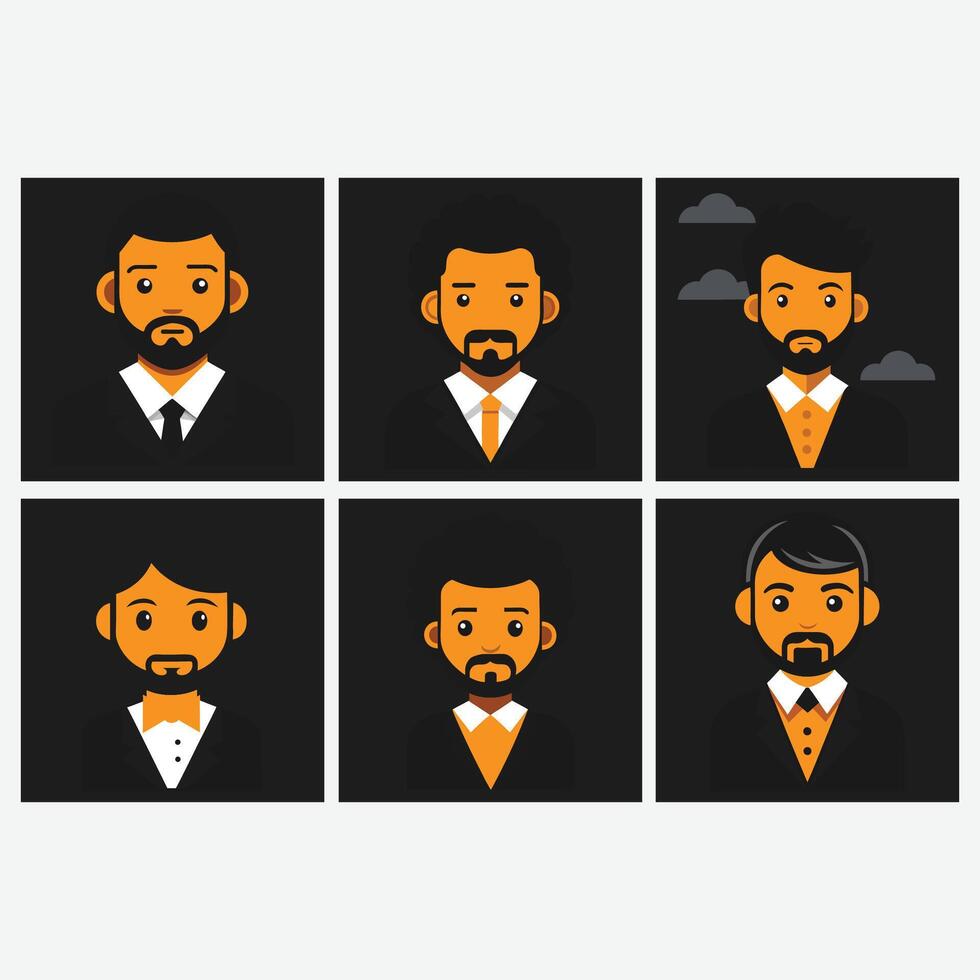People Avatar flat Icon Set Male faces for Social Network vector