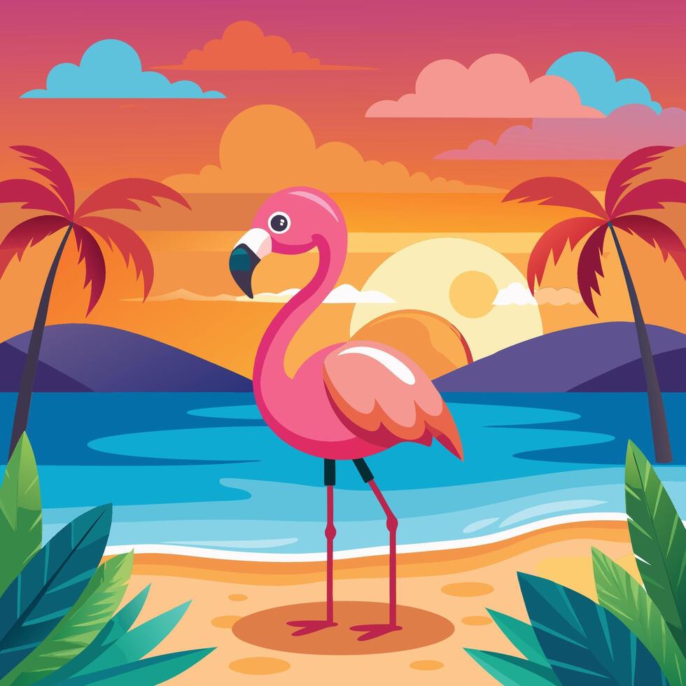 Illustration of Standing Flamingo vector