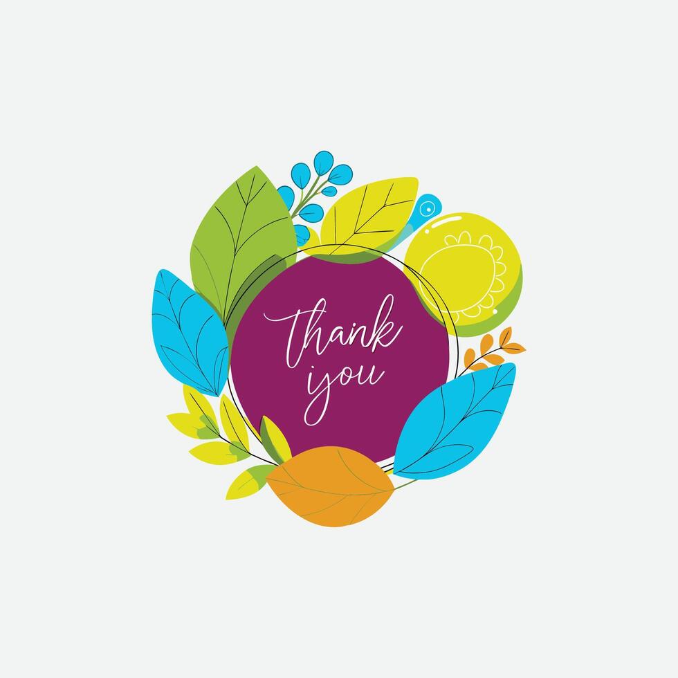 Thank you card with Floral watercolor stylish illustration vector