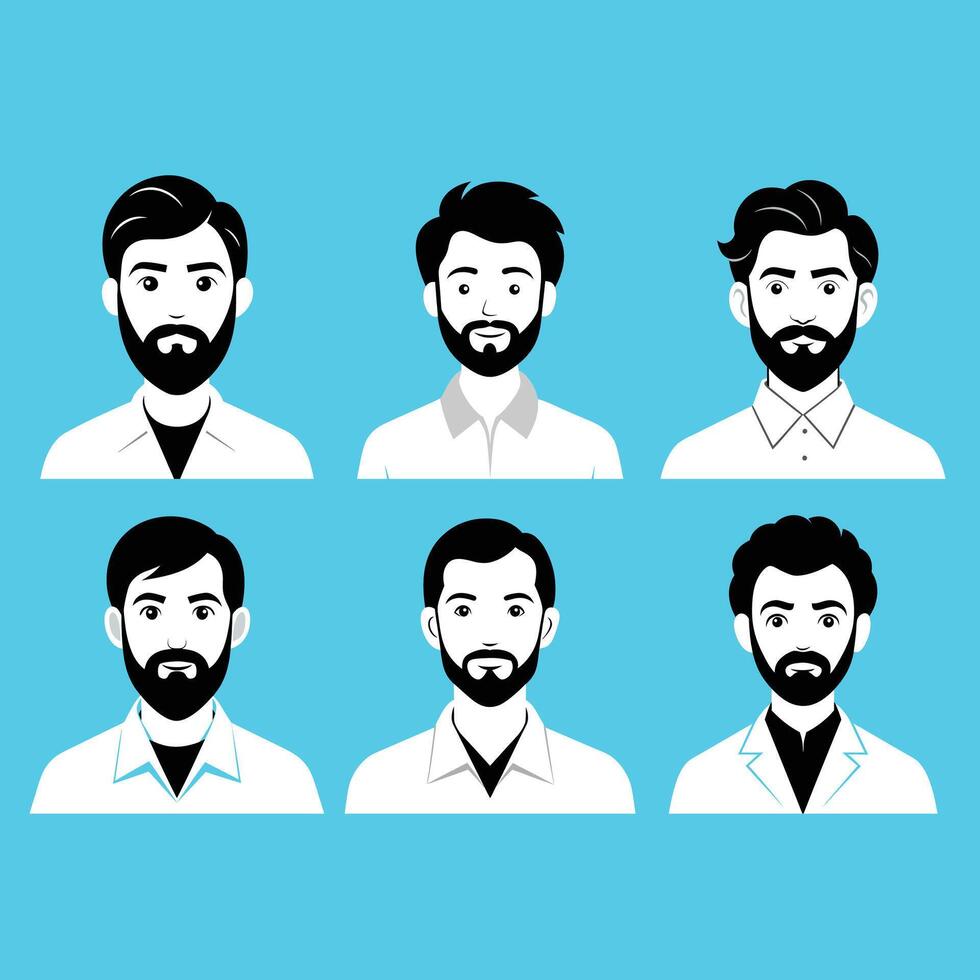 People Avatar flat Icon Set Male faces for Social Network vector