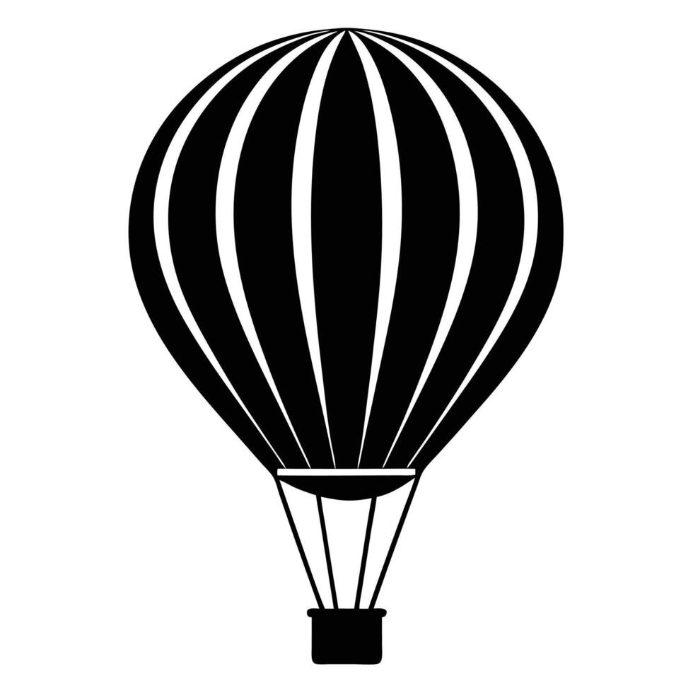 Silhouette hot air balloon illustration isolated on white background vector