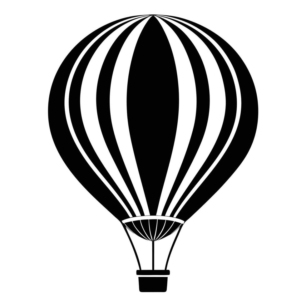 Silhouette hot air balloon illustration isolated on white background vector