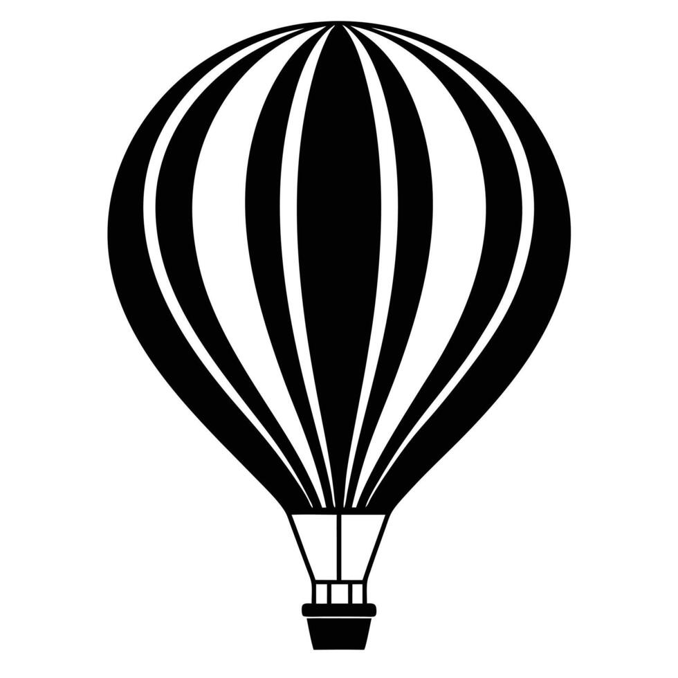 Silhouette hot air balloon illustration isolated on white background vector