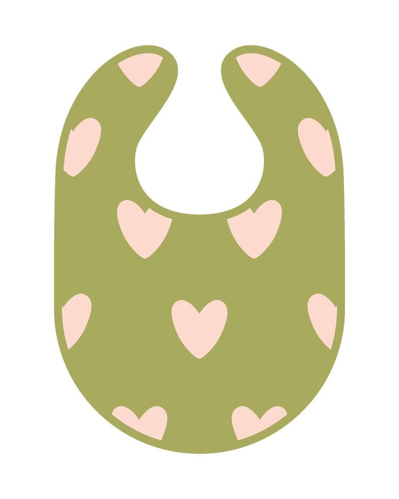 Baby bib, children feeding. Cute bib with hearts. Isolated illustration for your design. vector