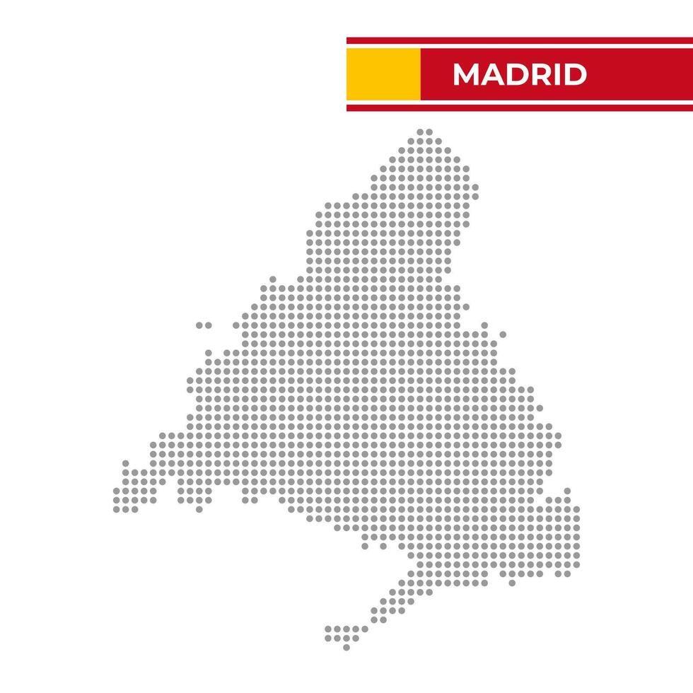 Dotted map of Madrid in Spain vector
