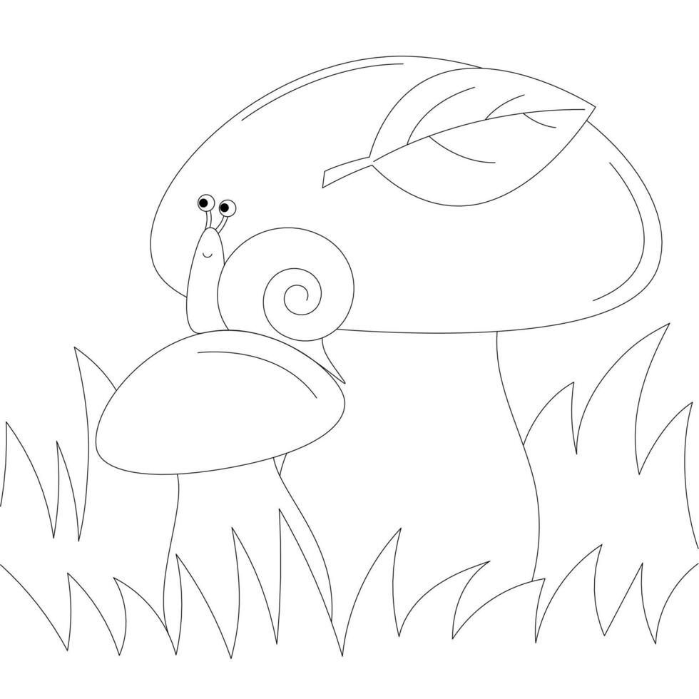 mushroom coloring page vector
