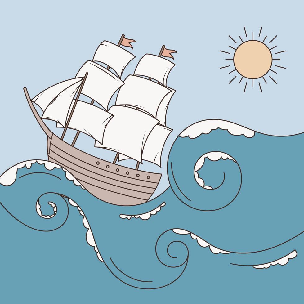 ship on waves vector