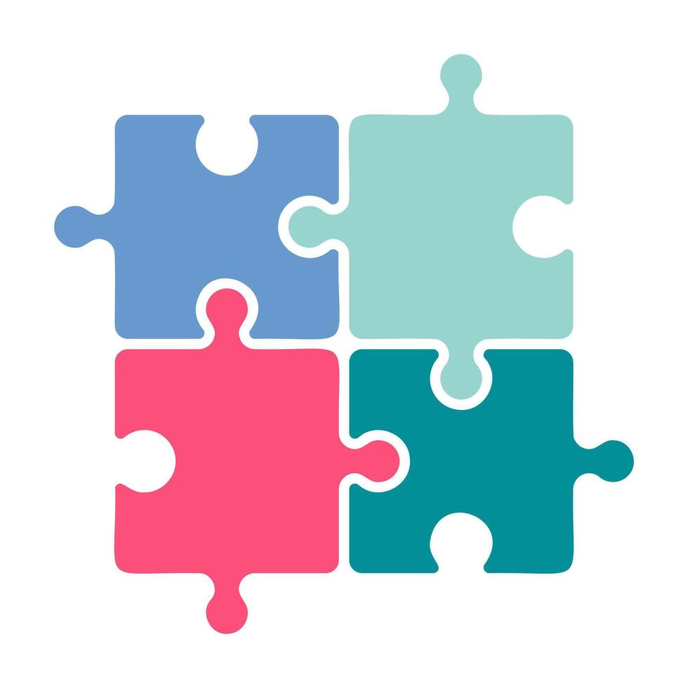 puzzle four pieces vector