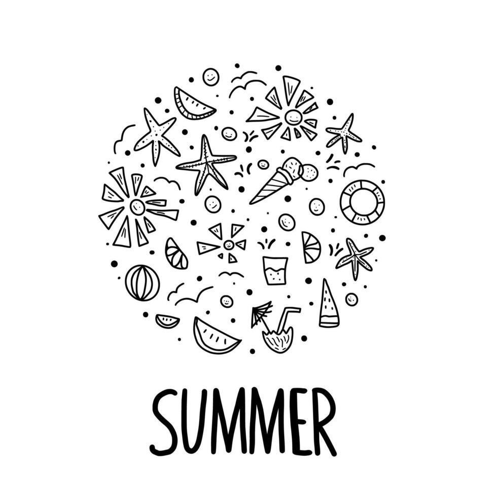 Summer poster. color text with decor. vector