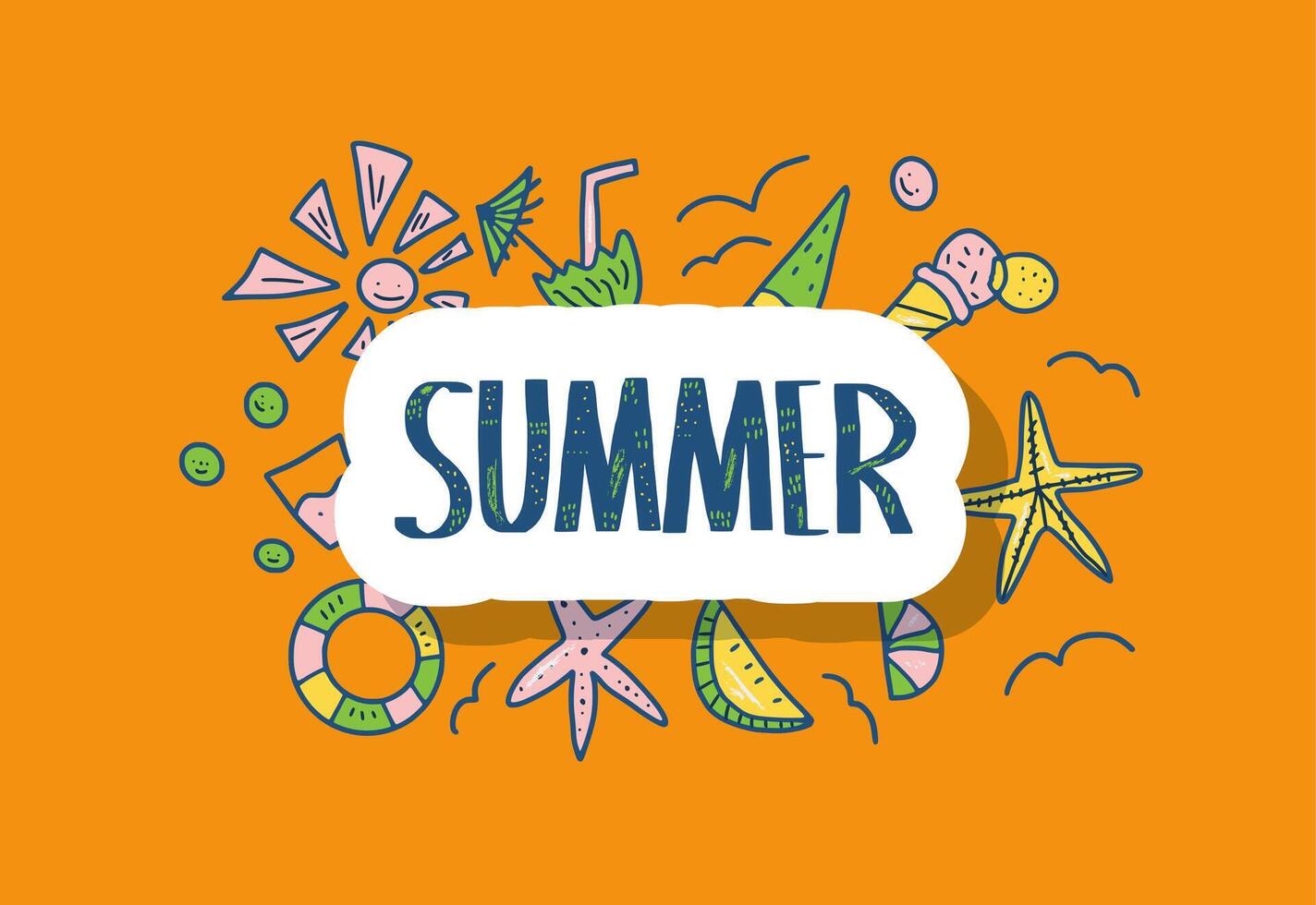 Summer sticker quote. color stylized text. vector