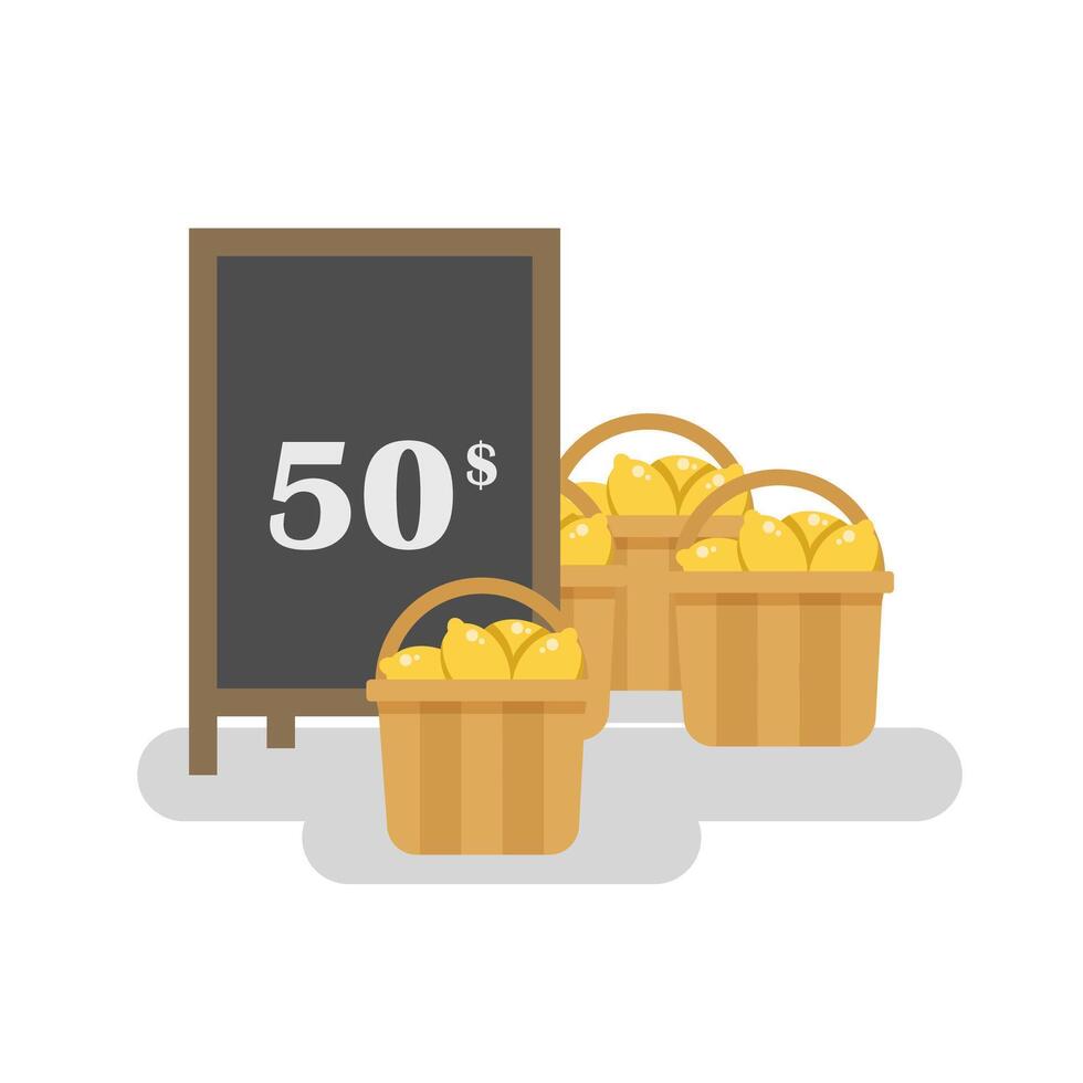 Flat illustration lemonade stand, summer juice vector