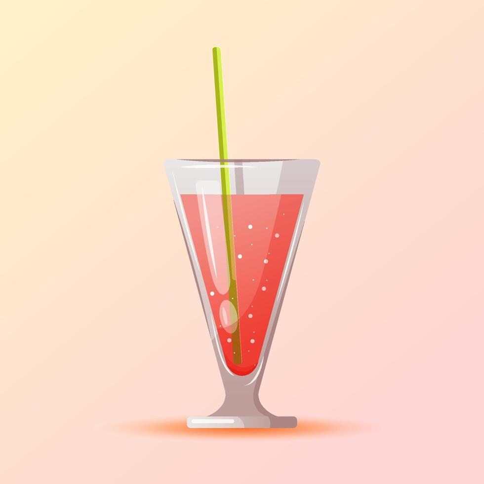 Peach juice in a glass with a straw vector