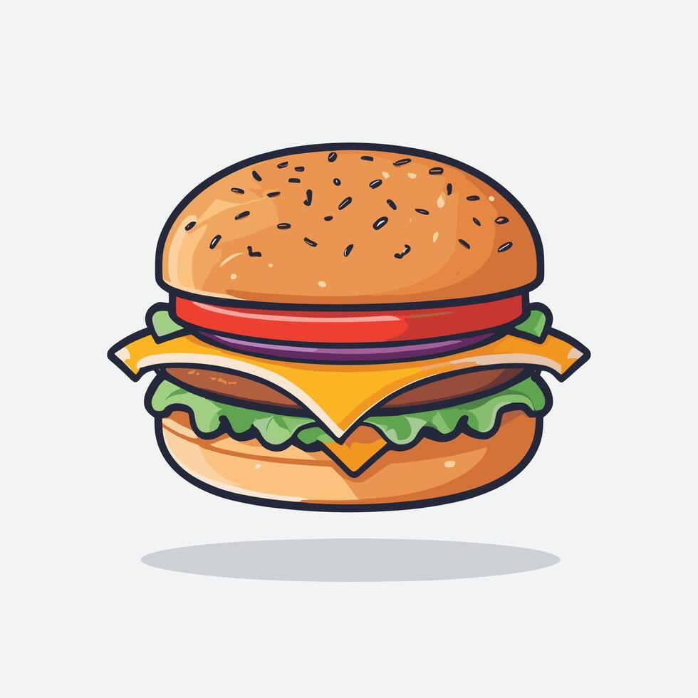 Delicious burger illustration flat 2d drawing vector
