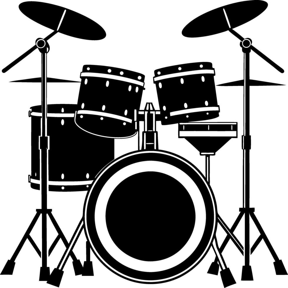 Drum set silhouette Art Illustration, CNC, Wood, Vinyl, Cricut, Laser engraving File vector