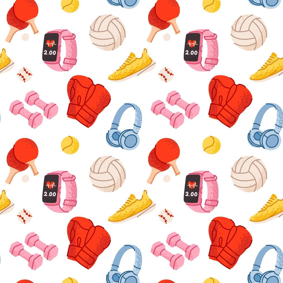 Sports equipment pattern vector