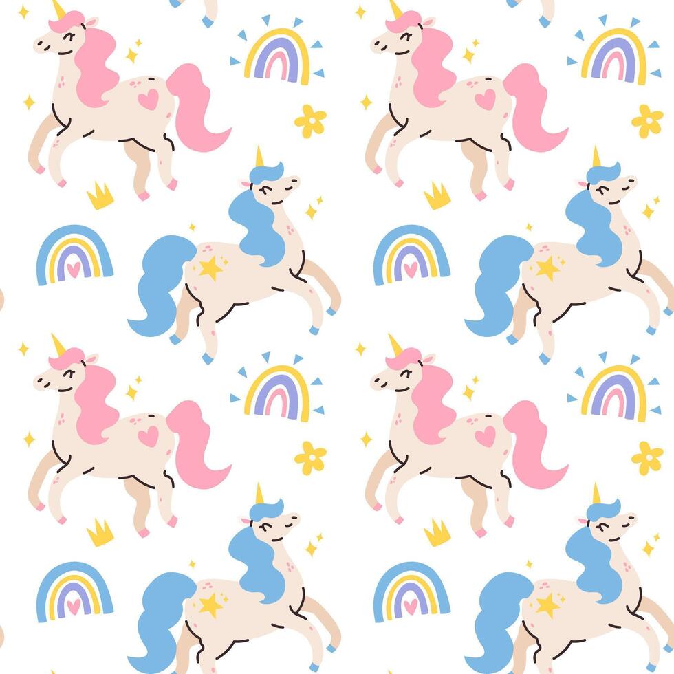 Cute pattern with unicorns vector
