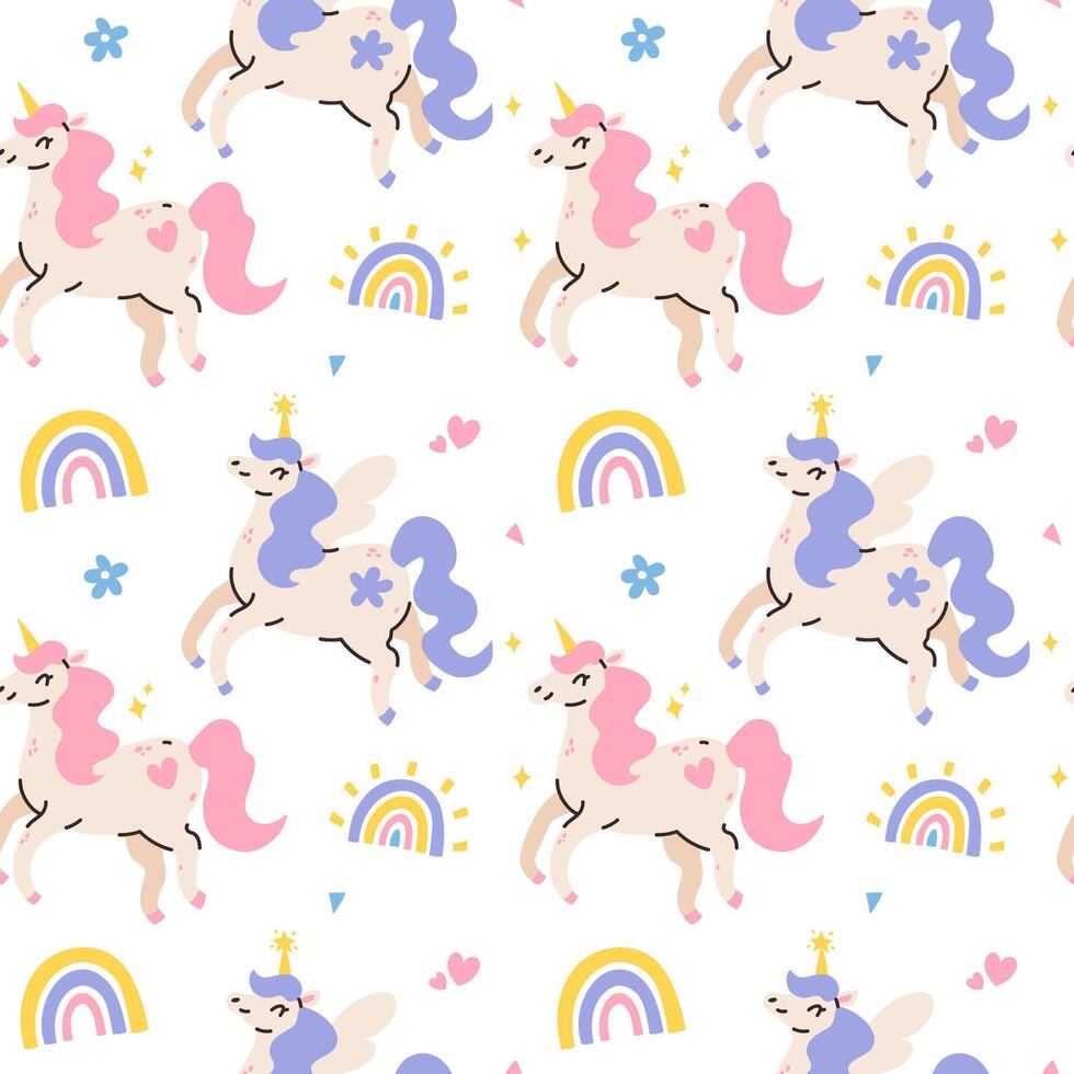 Cute pattern with unicorns vector