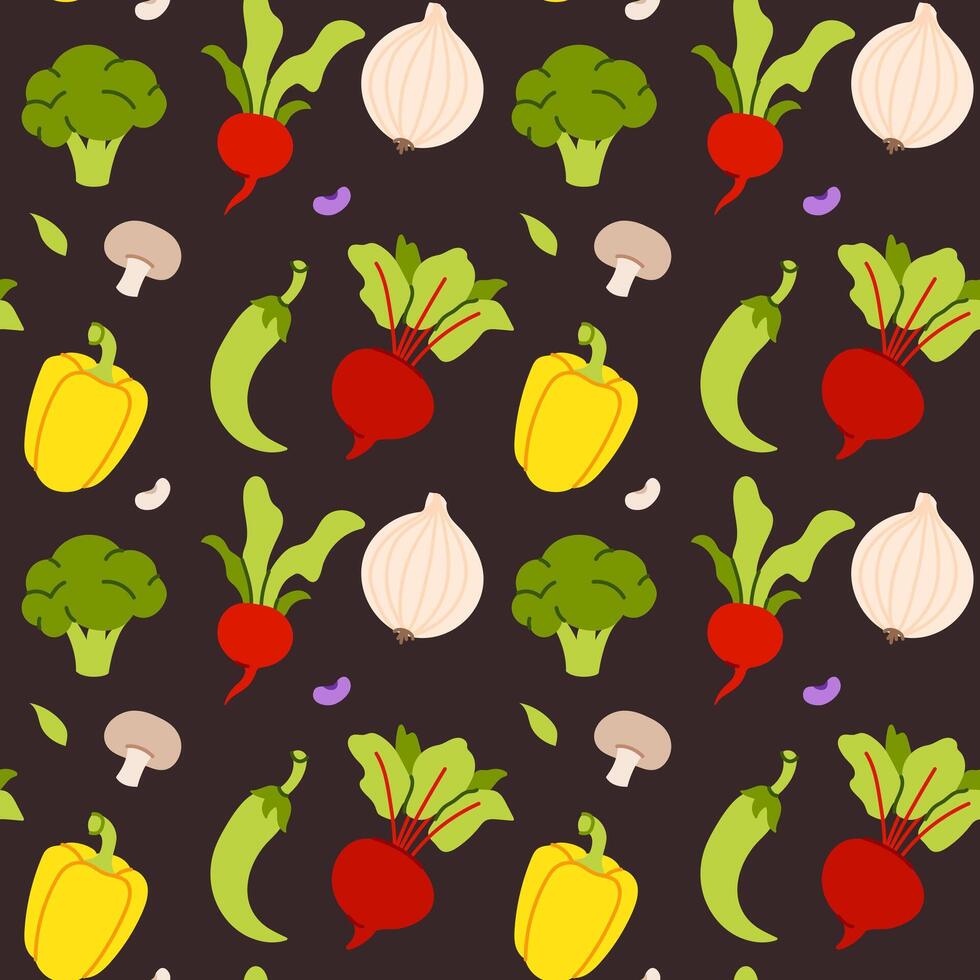 Vegetables seamless pattern vector