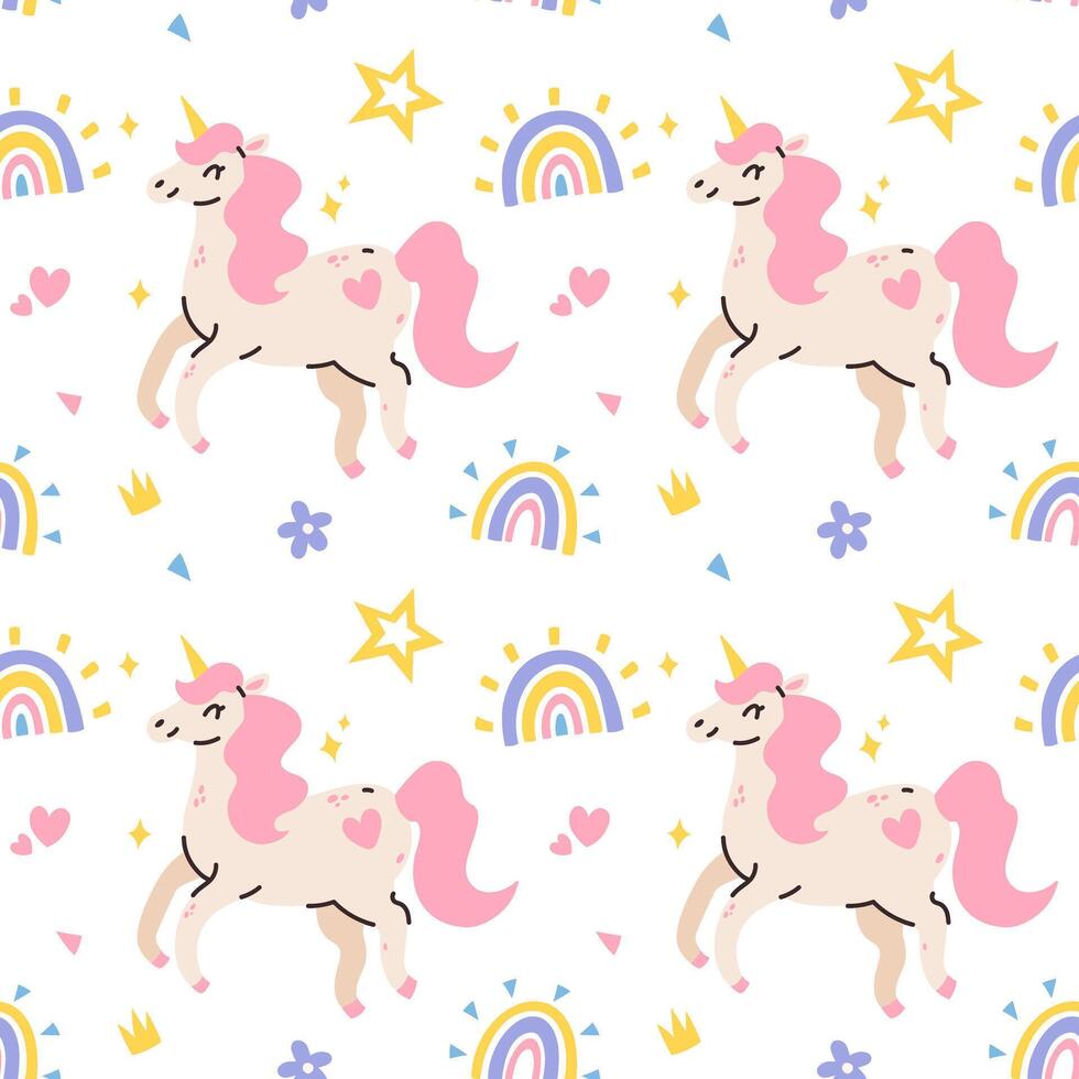 Cute pattern with unicorns vector