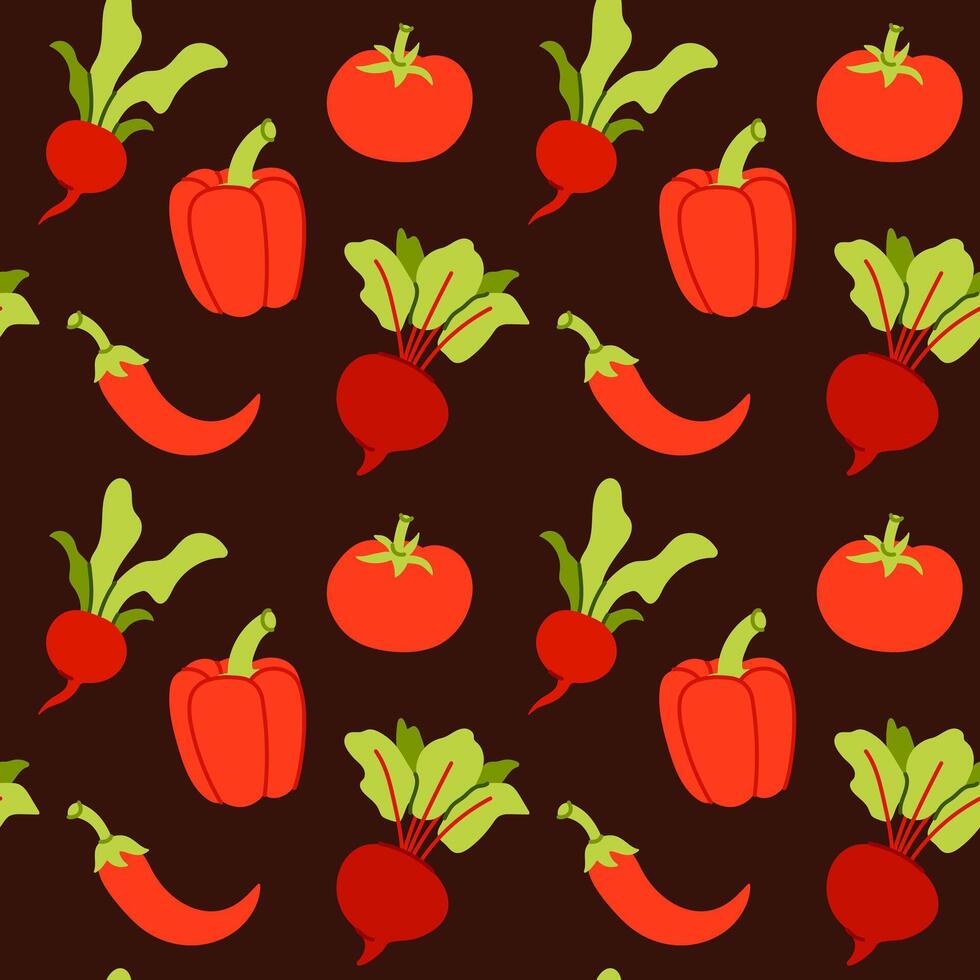 Red vegetables seamless pattern vector